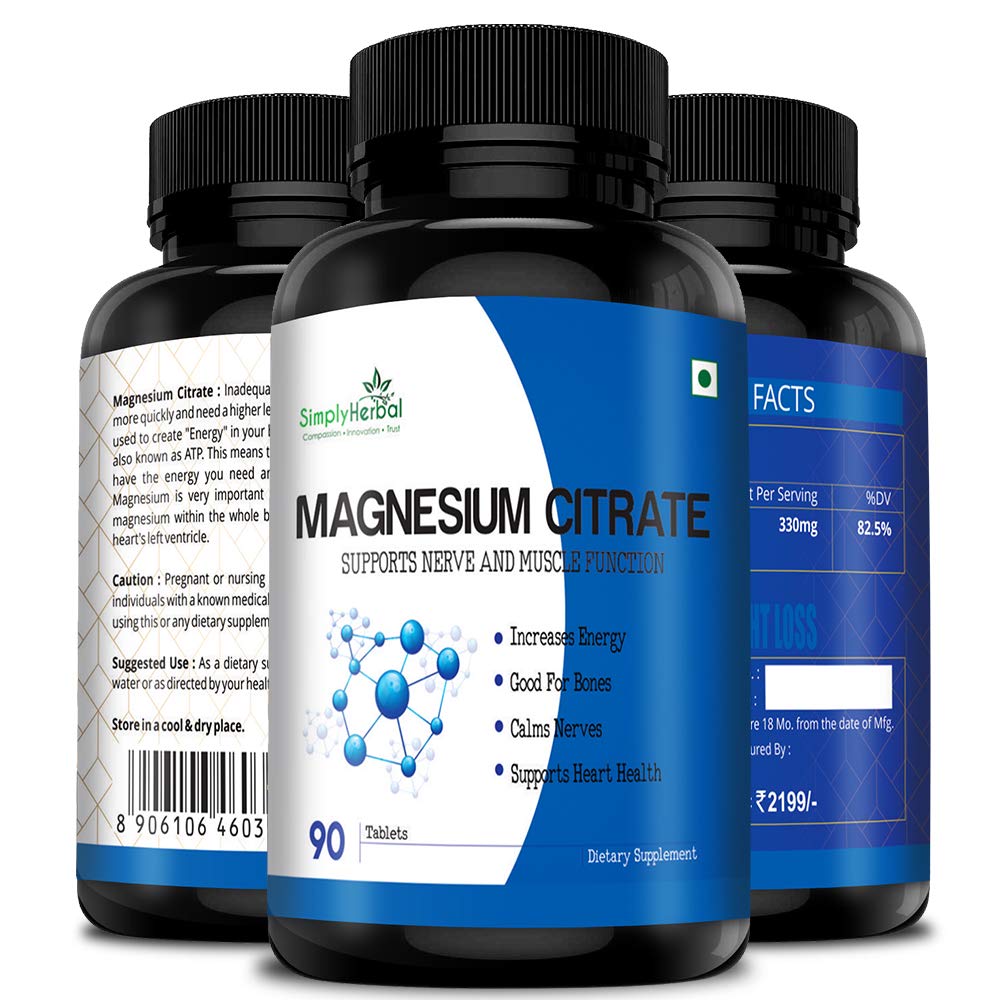 Buy Simply Herbal Magnesium Citrate 330mg Pack of 90 Tablets Online