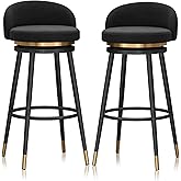 XINTAYEL Swivel Counter Height Stools Set of 1/2/3/4, Velvet Bar Stool with Low Back and Footrest, Modern Armless Tall Stool 