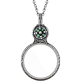 Magnifying Glass Necklace for Women, 10X Magnifying Monocle Necklace Pendant Vintage Reading Magnifier Lens (Black)