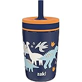 Zak Designs Zaksaurus Kelso 12oz Stainless Steel Leak-Proof Toddler Cup | BPA Free, Vacuum Insulated , Sippy Cup, Double Wall, Cupholder Friendly, Dishwasher Safe, Easy Clean, For Preschool or Home