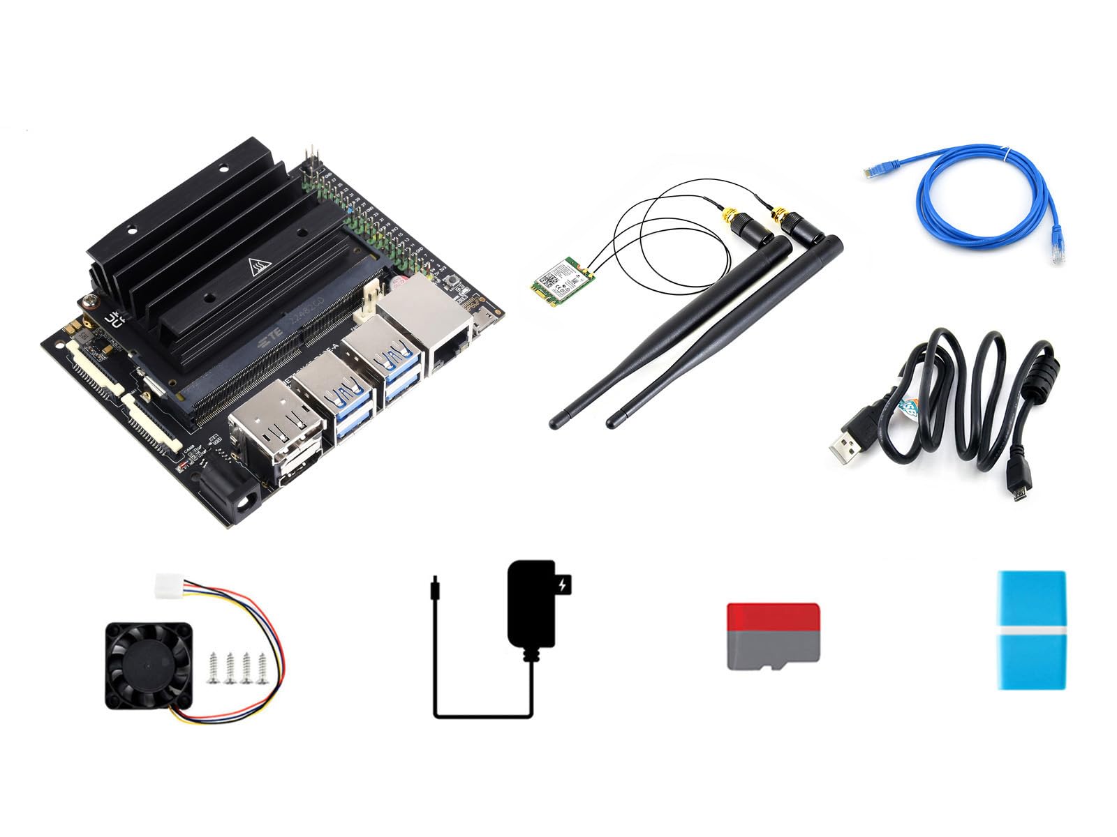Waveshare JETSON-NANO-DEV(KIT A), an Alternative Solution for Jetson Nano Developer Kit B01, with AC8265 dual-mode NIC, for Image Classification, Object Detection, Segmentation, Speech Processing...