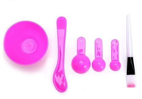 Glan Facial Mask Mixing Bowl and Brush Kit for Women, Spoon Stick Tool, Face Care Set, Professional Pack (Hot Pink, 30 Gram)