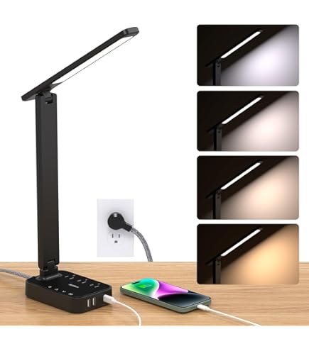 Amazon.com: Addtam LED Desk Lamp, Power Strip with 3 Outlets 4 USB