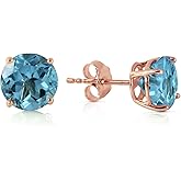 3.1 Carat 14k Solid Rose Gold Anna Blue Topaz Stud Earrings