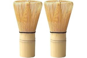 2Pcs 100 Prongs Natural Bamboo Matcha Whisk,Traditional Tea Ceremony Whisk Tool for Matcha Lattes,Japanese Bamboo Whisk Chase