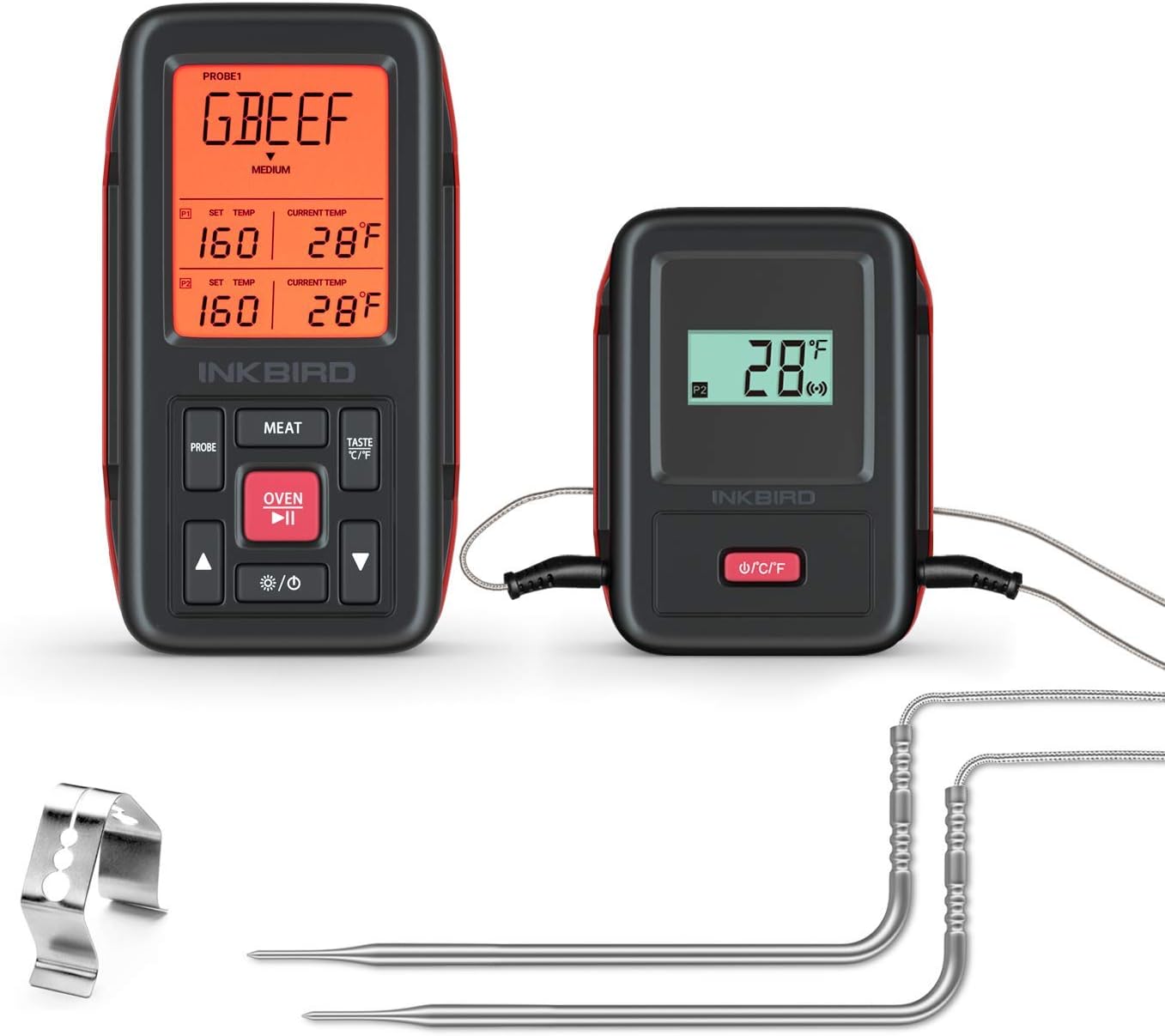 Inkbird BBQ Wireless 500ft Remote Meat Thermometer with 2 Probes IRF2SA