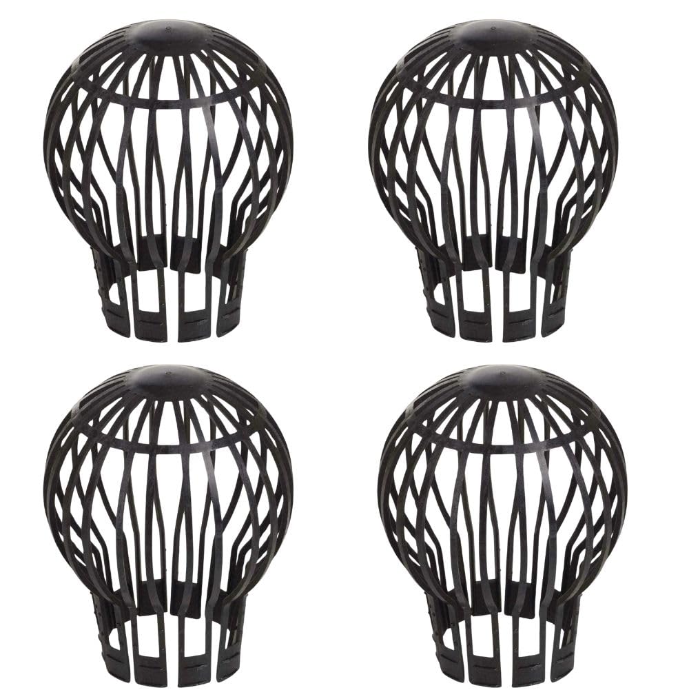 OrionMart Plastic Gutter Guards Downpipe Adjustable Black Filters - 4 Pcs Flexible Protectors Drainpipe Covers to Stops Leaves Debris Moss Mud - Prevent Drain Blockages