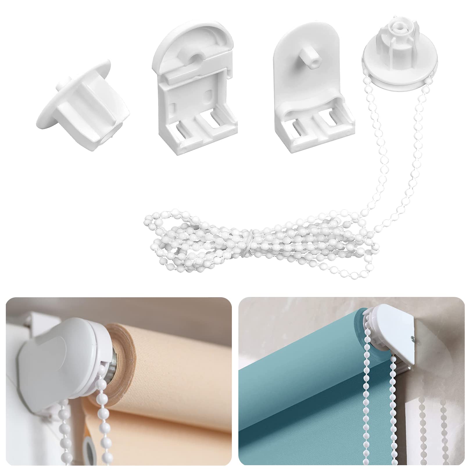 Plastic Roller Blind Repair Kit,Curtain Roller Blind Accessories Roller BlindFittings Replacement Repair Kit Curtain Roller Accessories with Beaded Chain forCurtain Rods RollerBlind Brackets,25mm