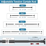 WELDUN Extendable Shower Curtain Rod 48-154CM No Drill Telescopic Pole Black view 4