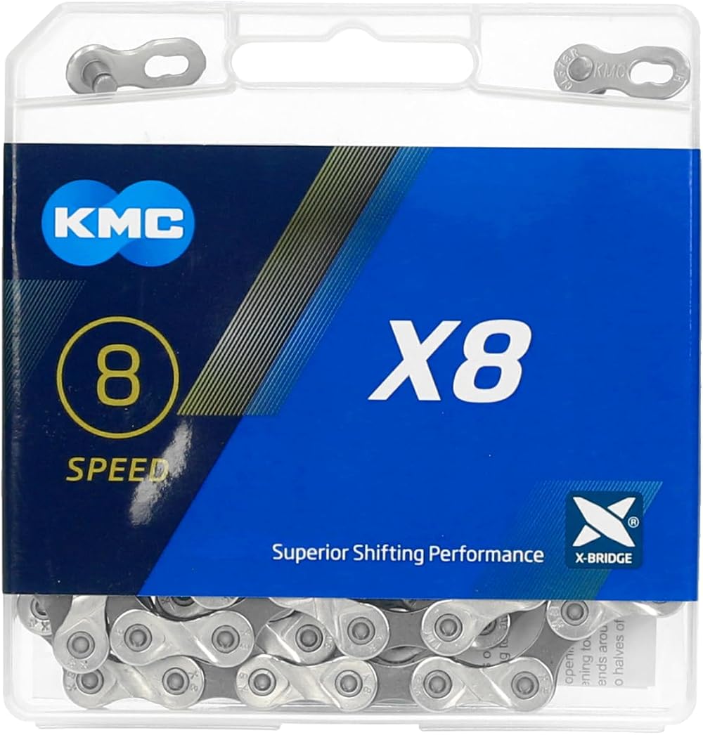 KMC X8-93 8 Speed Chain 114 Links Silver Grey Hi-Performance 1/2 x 3/32