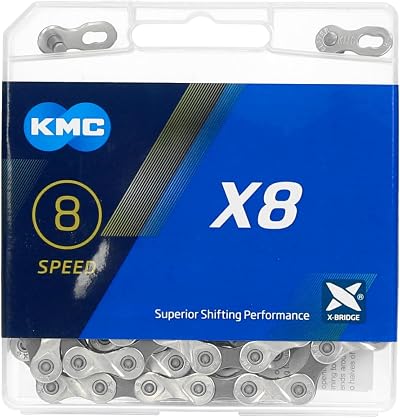 KMC X8-93 8 Speed Chain 114 Links Silver Grey Hi-Performance 1/2 x 3/32