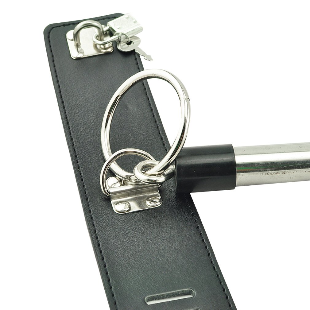 Careshine Bondage Jouets Kits du SM PU cuir en acier inoxydable Bondage Jambe Spreader Bar Ankle Cuffs Serrures 2 cadenas