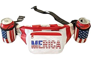 HandinHandCreations USA Merica Beverage Belt Fanny Pack Holster All American Classic Costume 4th of July