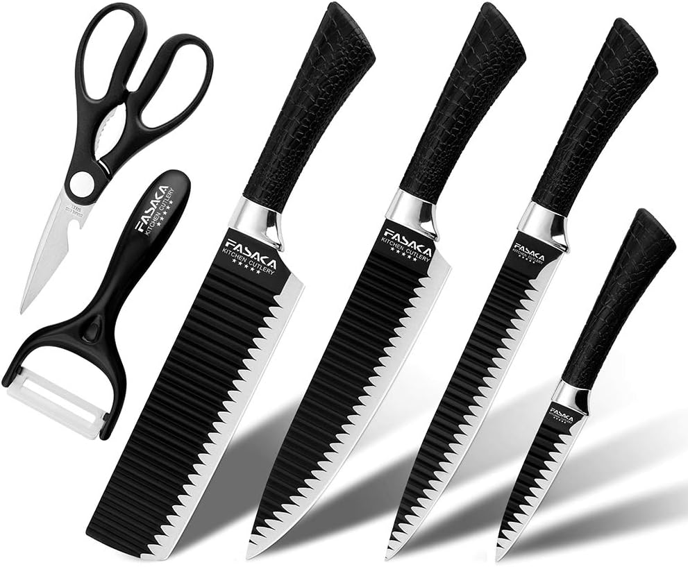 Amazon.com: FASAKA 6 Pcs Black Kitchen Knife Set, Stylish, Sleek