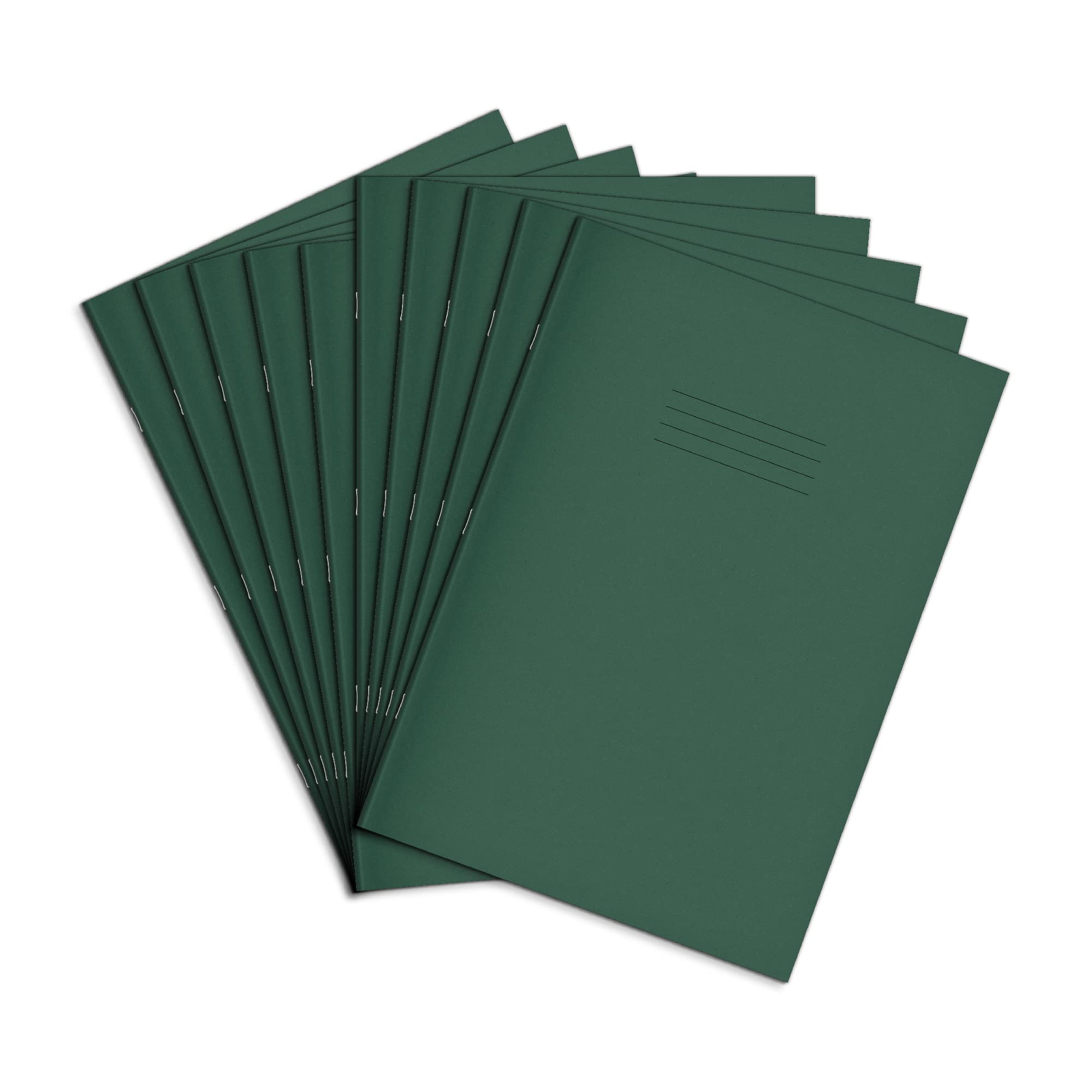 Rhino A4 Exercise Books, 48-Page / 7mm Squared Paper Notebook, 10-Pack, Office & School Stationery Supplies, Dark Green