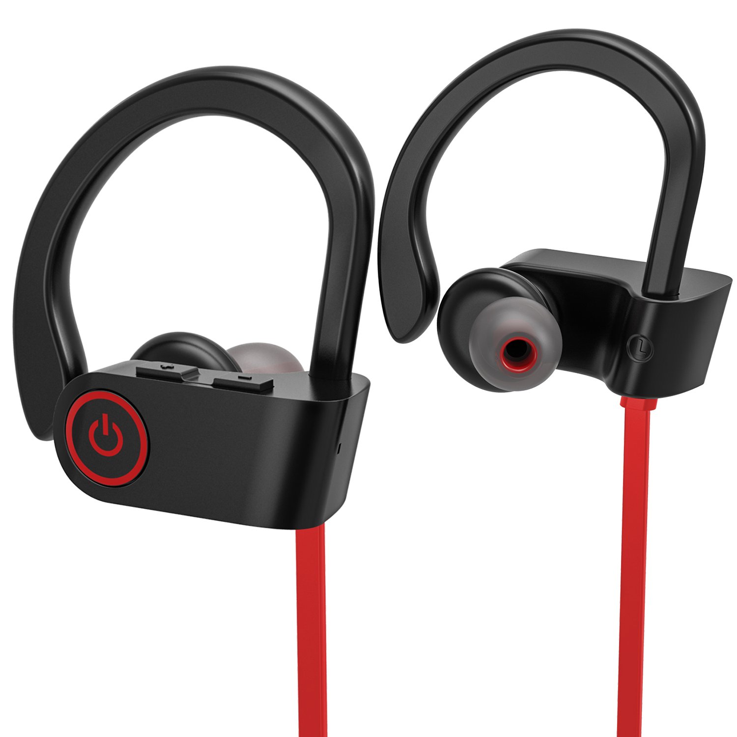 Sports Bluetooth Headphones, Wireless Sports Earphones with w Mic, Waterproof Sweatproof Earbuds for Gym Running - 8 Hour Battery, Noise Cancelling, Soft Security Hooks HD Stereo Headsets