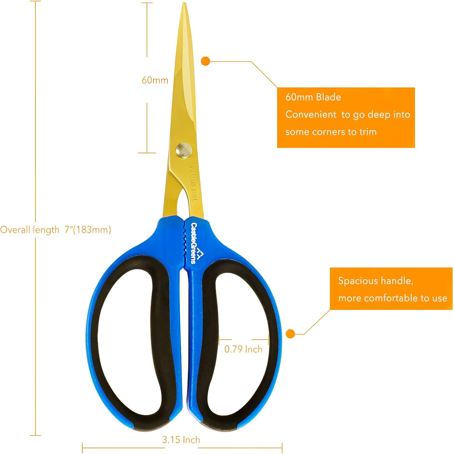 CastleGreens Garden Scissors, 60mm Titanium Coating Stainless Steel Blades Bonsai Shears, Practical and Light Pruning Shear, Ideal for Trimming Indoor and Outdoor Plants : Garden & Outdoor