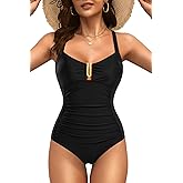Daci Women Tummy Control One Piece Swimsuit - Ruched Bathing Suit Full Coverage Slimming V Wired Swimwear 2025