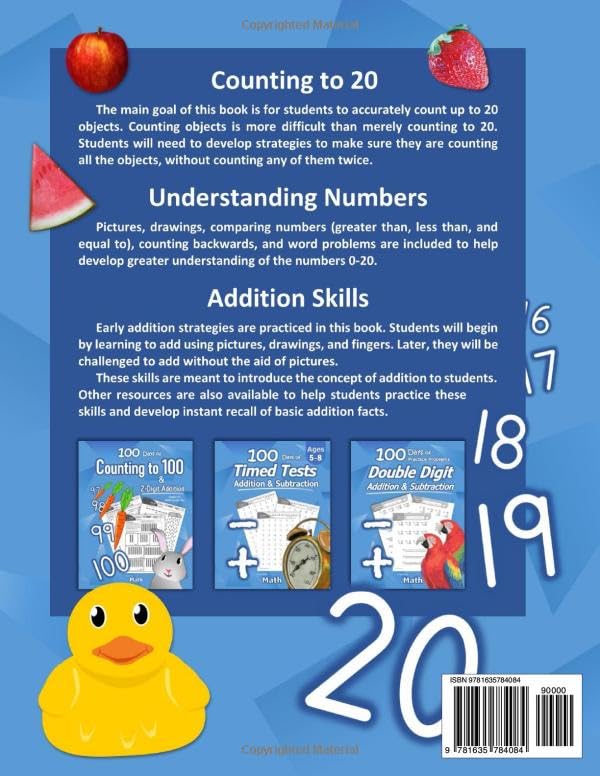 100 Days of Preschool Math: Counting Numbers 0-20 | Pre-K Number Sense (Ages 3-5) | Basic Addition Skills | With Answer Key