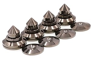 GAOHOU Pack of 4pcs Speaker Spikes Brass Base Mat Speaker Isolation Spike DAC CD Amplifier Chassis Cone Stand Feet Dark Gray