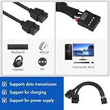 HALOULENI 2x USB 2.0 9Pin Female to Dual 9Pin Male Header Splitter Cable view 4