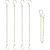RIFNY 20 Inch Gold Chain for Hanging Plants, Small Plant Chains for Hanging Baskets Kits with Hooks for Bird Feeders Planters Billboards Lanterns Wind Chimes Ornaments Outdoor Indoor Use (5 PCS)
