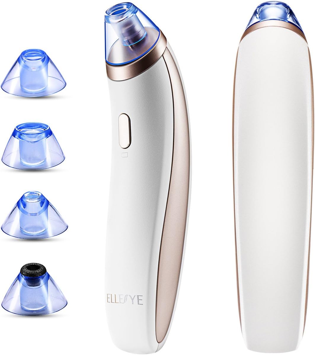 Blackhead Remover, ELLESYE Electric Facial Pore Vacuum Cleaner, Suction Extractor, 4 Replaceable Heads for Different Purposes, Remove Acne, Comedone, Shrink Pores, Improve Skin Elascticity