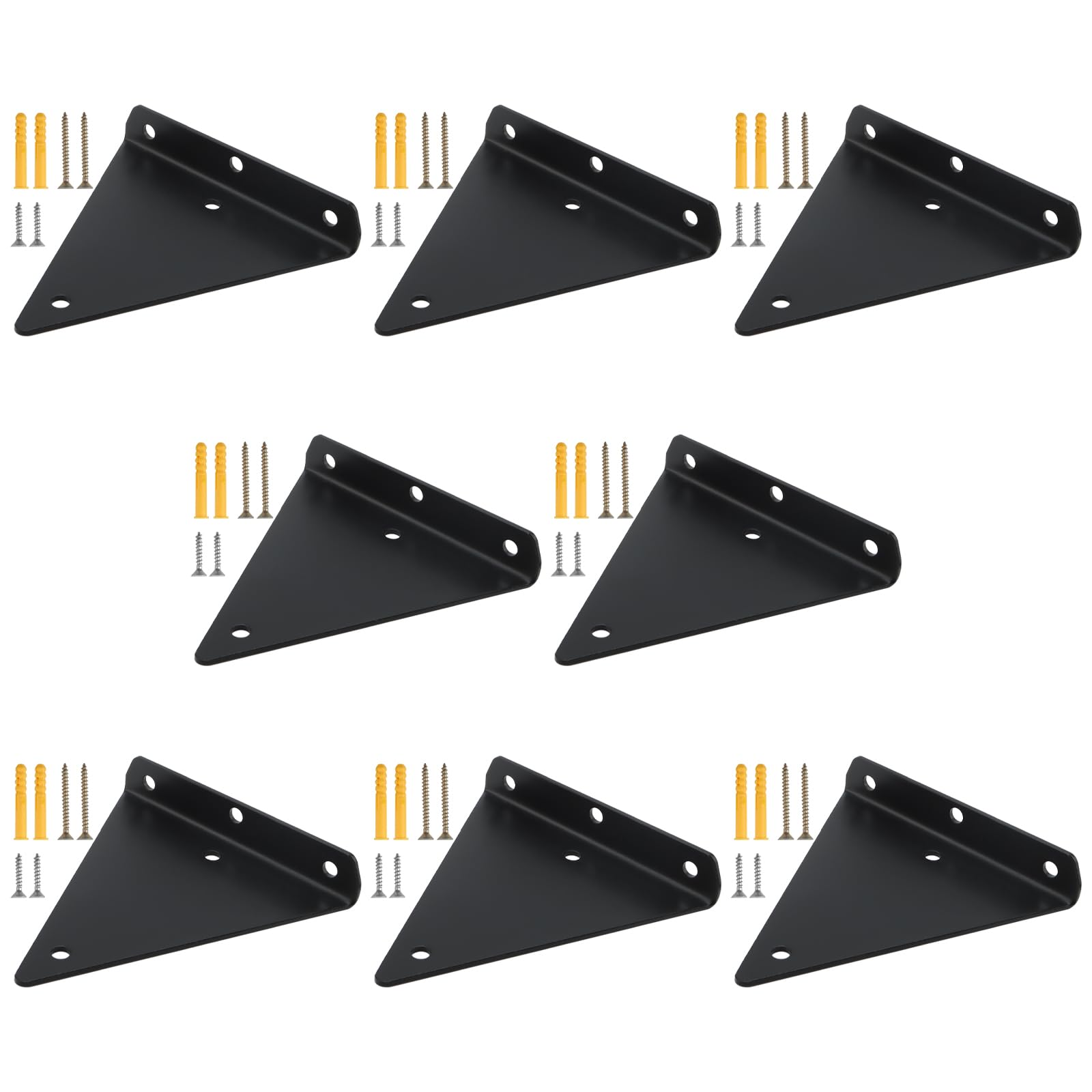DAKFOOK 8 Pack 5 Inch Black Floating Triangle Shelf Brackets, 55lbs Capacity, Heavy Duty Metal Hidden Wall Brackets