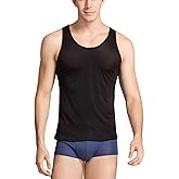 METWAY Men's Silk Tank Tops Sleeveless Pure Silk Undershirt Super Absorbent and Breathable Classic A Shirts