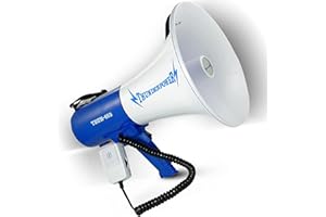 ThunderPower THUN450 1200 Yard Sound Range 35 Watt Portable PA Bullhorn Megaphone Speaker with 3 Megaphone Modes, Loud Blue Hand Held Bull Horn/Mega Phone, Electric Megahorn