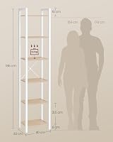 VASAGLE 6-Tier Bookshelf 30 x 40 x 187.5 cm Natural Beige White LLS101N01 view 5