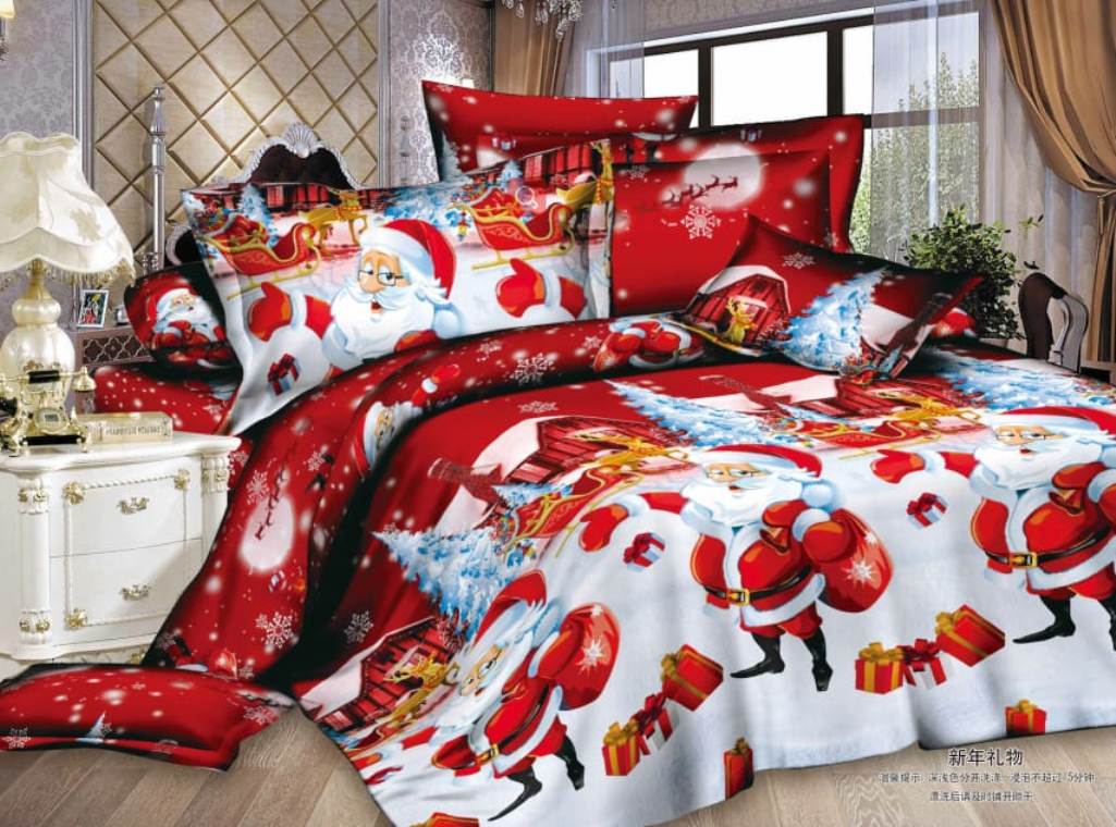 Christmas Royal Santa Claus Merry Xmas Kitty Duvet Quilt Cover & Pillowcase Bedding Set Multi-Colour Snowman Presents Set Ultra Soft Easy Care, Modern Design (Single, Father X-Mas)