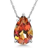 Gem Stone King 14K White Gold Ecstasy Mystic Topaz Pendant Necklace for Women | 3.66 Cttw | Gemstone November Birthstone | Pear Shape 12X8MM | With 18 Inch Chain