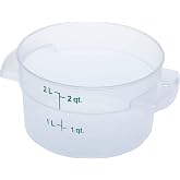 Carlisle FoodService Products Storplus Round Food Storage Container with Stackable Design for Catering, Buffets, Restaurants, Polypropylene (Pp), 2 Quart, Clear