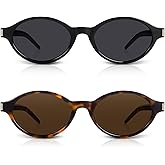 DrRelax Retro Oval Sunglasses for Women Trendy 90s Small Vintage Designer Sun glasses with UV400 Protective Lenses