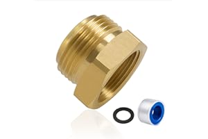 XNTONG - Shower Hose Adapter, Garden Hose Adapter, Shower Head Hose Adapter, Brass Garden Hose Fitting G1/2 Female to GHT 3/4 Male Adapter, No-Leak Design with Washer and PTFE Tape