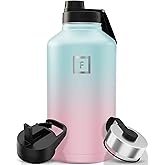 IRON °FLASK Camping & Hiking Hydration Flask with Spout, Wide Mouth Insulated Stainless Steel Sports Water Bottle - 64 oz Bubble Gum