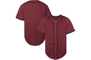 TKJPYWYH Blank Baseball Jersey Button Down Shirts,Men's Hip Hop Plain Short Sleeve Sports T Shirts S-3XL