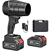 Electric Mini Leaf Blower, Powered Handheld Blower Leaf, Adjustable Wind Speed Cordless 21V Battery Blower with 2 Rechargeable Batteries and Charger, Toolbox, for Yard Leaf & Snow Removal(Black)