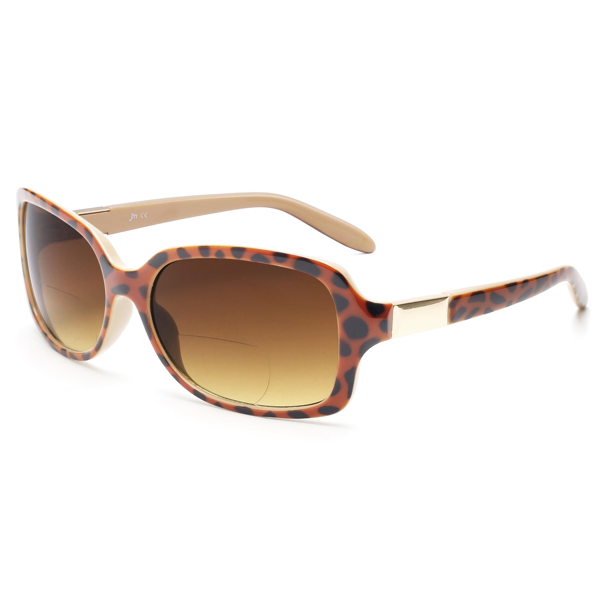JM Classic Bifocal Reading Sunglasses Square Stylish Gradient Sunglasses Readers for Women +1.0 Tortoise