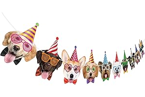 Hooqict Dog Birthday Banner Puppy Themed Party Decorations for Backdrop Dog Party Banner Happy Birthday Garland Sign for Boys Girls Kids 1st 2nd 3rd