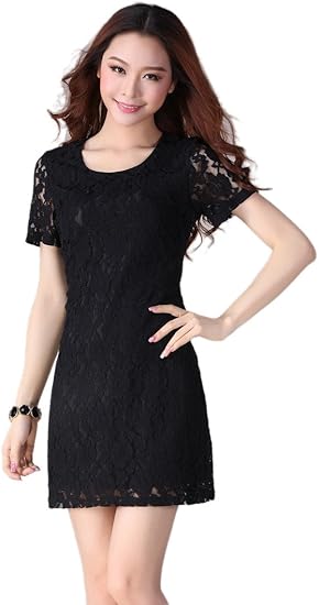 Amazon アンフィニ Infini 半袖レースワンピース 黒 Ll 3l 4l 5l 大きいサイズ Ll ワンピース チュニック 通販