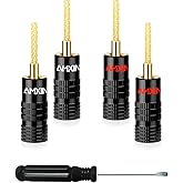 AMXINWANG Banana Plug Connectors (2 Pairs, 4 Pieces), Flex Pin Closed Screw, 24K Gold Plated Speaker Banana Plugs for Spring-