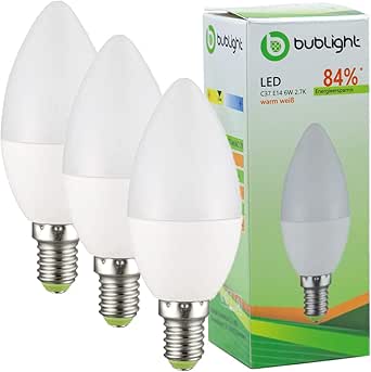 3 x bublight LED Bombilla E14 bombilla de 6 W, equivalente a 40 W