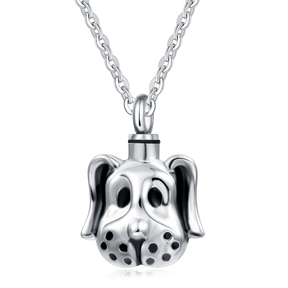 Quiges Stainless Steel Memorial Ash Holder Pet Dog Pendant for Cremation Urn Keepsake with Adjustable Cable Chain Necklace 46 to 52 cm