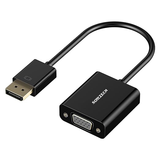 DP a VGA, SOWTECH Chapado en Oro DP/DisplayPort a VGA Male to Female Cable de Adaptador Convertidor