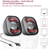 Hama Sonic Mobil 2 PC Speakers USB 3.0 3W 3.5mm Stereo Black Red view 3