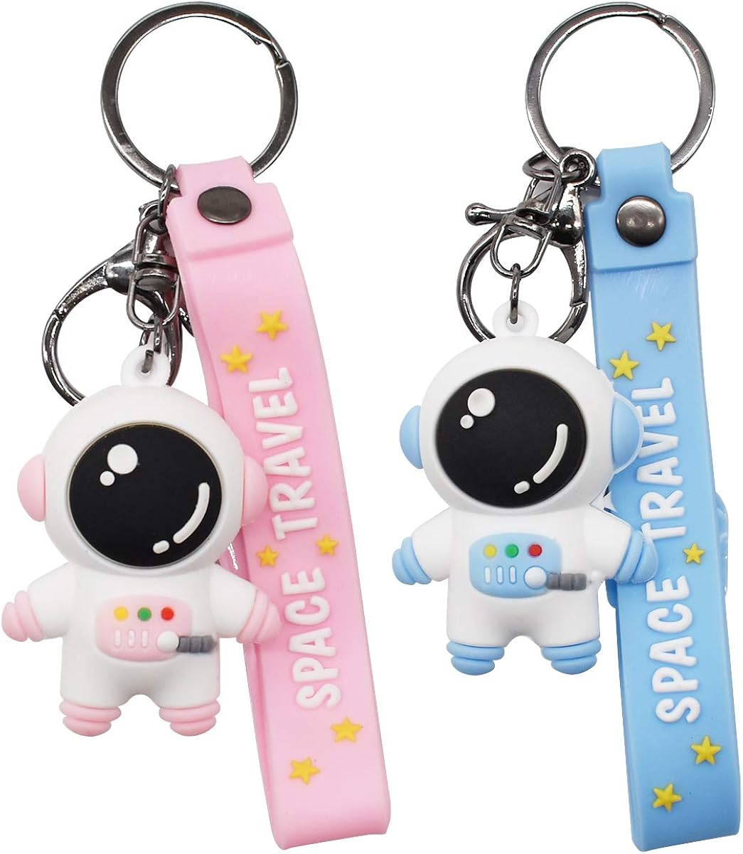 Astronaut Keychain Holder Pendant, Jicyor 2pcs Silicone Spacemen Party