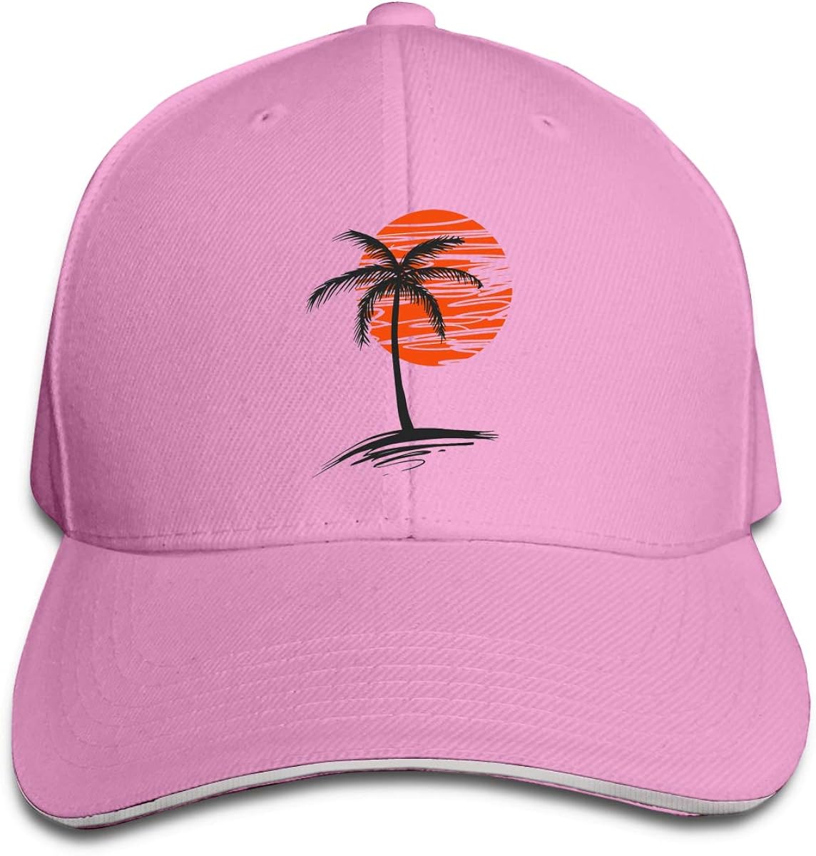 Palm Tree Sunset Durable Baseball Cap Hats, Adjustable Peaked Sandwich