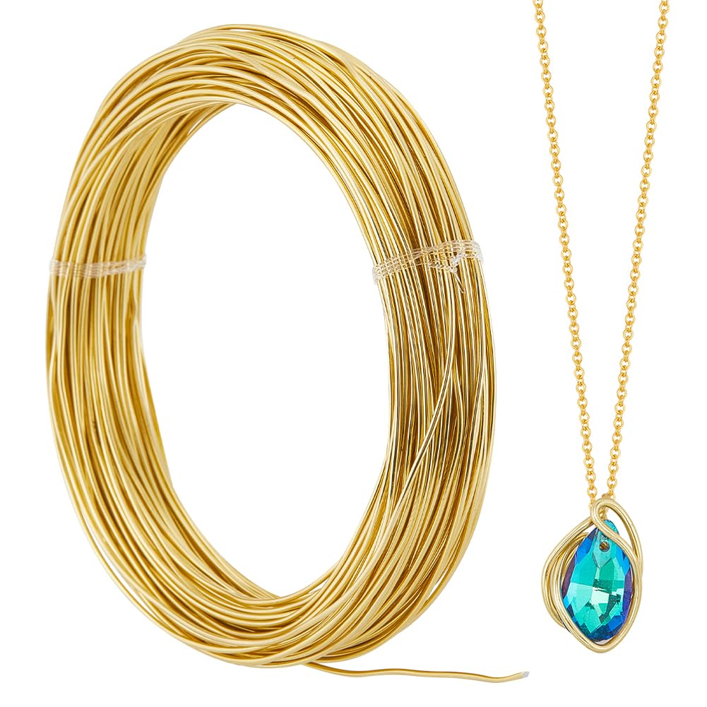 SUNNYCLUE 30M Aluminum Crafting Wire 1.2mm Jewellery Wire 17 Gauge Aluminum Wire Gold Bendable Metal Craft Wire Bendable Metal Wire for Jewellery Making Wire Wrapping Beading Sculpting Floral Modeling
